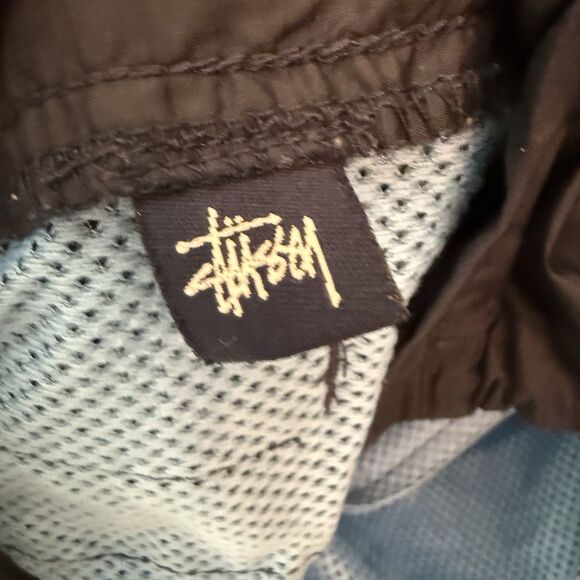 Vintage Stussy Windbreaker Navy Pullover Size Large Unisex Pockets Fall Winter - Picture 3 of 8